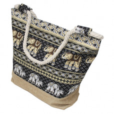5481Black/LN Сумка пляжная 48x37см, ручка канат 12мм (рого... 5481Black/LN Сумка пляжная 48x37см, ручка канат 12мм (рого...